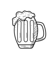 vaso cerveza jarra con espuma icono. vector ilustración de un logo para un bar o pub. soltero garabatear bosquejo aislar en blanco.