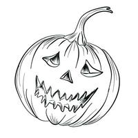 hand drawn jack o lantern pumpkin, halloween doodle vector