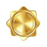 Blank golden medal template with engraved laurel wreath. Versatile designs for custom awards and creative projects vector