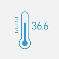 Thermometer with scale and indicator of a healthy person 36,6 temperature. Vector