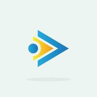 Play button for media app logo. Streaming service app Logotype. Multimedia player icon design element for Music and movie start sign, audio and video editor logo vector
