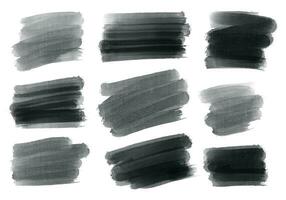 Nine abstract grunge brush stroke set vector