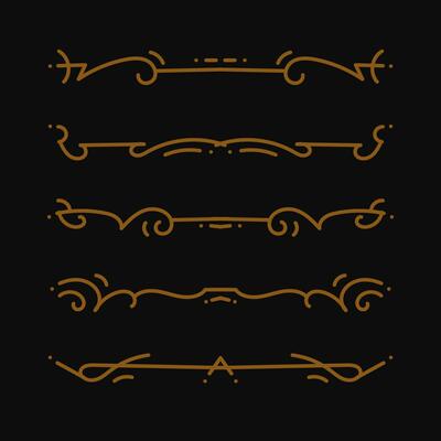 Set of ornamental filigree flourishes and thin dividers. Classical vintage elements, vector illustration