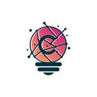 Smart bulb logo design element vector with creative technology concept