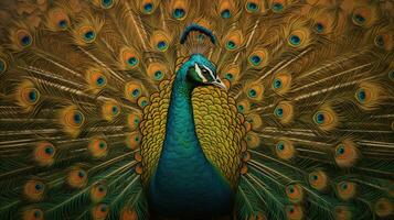 Art nouveau peacock background. Generative Ai photo