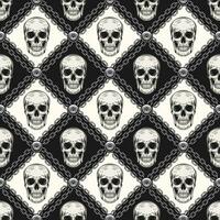 Monochrome geometric pattern with human skulls vector