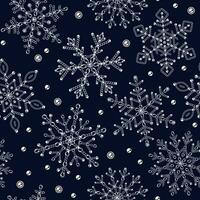 Monochrome winter pattern with jewelry snowflake vector