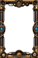 Steam punk Border Frame PNG Transparent Background Ai Generative