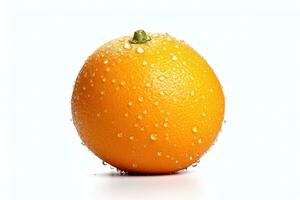 Orange citrus with drops on white background. Orange juice. Generative ai photo