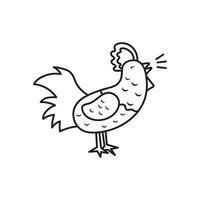 Hand drawn Kids drawing Cartoon Vector illustration rooster icon Isolated on White Background