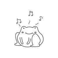 Hand drawn Kids drawing Cartoon Vector illustration cute fat frog sing icon Isolated on White Background