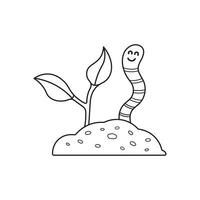 Hand drawn Kids drawing Cartoon Vector illustration cute worm icon Isolated on White Background