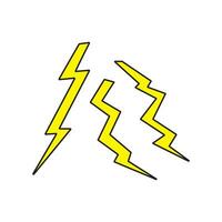 Kids drawing Cartoon Vector illustration lightning bolt icon Isolated on White Background