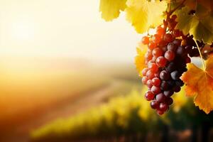 Vineyard landscape under the autumn sun background with empty space for text photo