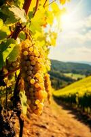 Vineyard landscape under the autumn sun background with empty space for text photo