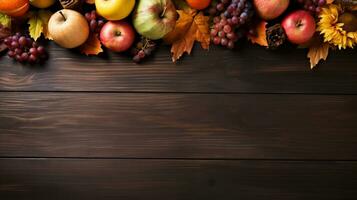 A beautifully set dining table with fall decorations background with empty space for text photo
