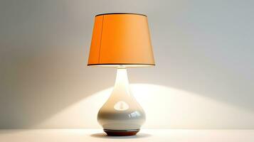Bedside table lamp in modern contemporary style isolated on white background. Idea for interior design. Generative Ai photo