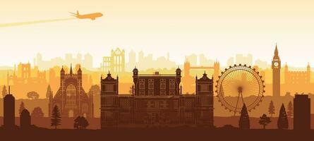 England famous landmarks silhouette vector