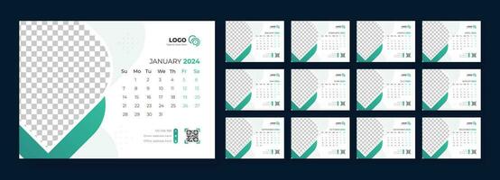 Desk Calendar Template 2024, Template for annual calendar 2024, Desk calendar calendar in a minimalist style vector