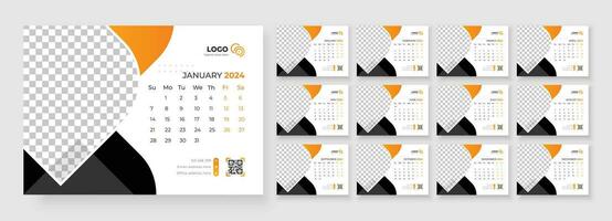 Desk Calendar Template 2024, Template for annual calendar 2024, Desk calendar calendar in a minimalist style vector