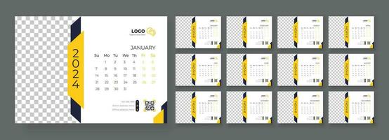 Desk Calendar Template 2024, Template for annual calendar 2024, Desk calendar calendar in a minimalist style vector