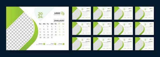 Desk Calendar 2024. Template for annual calendar 2024. Desk calendar calendar in a minimalist style. vector