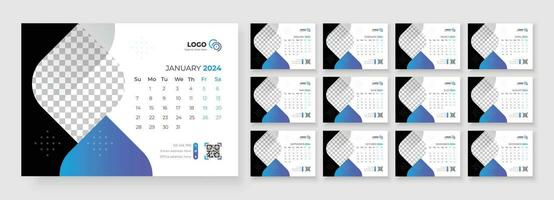 Desk Calendar Template 2024, Calendar 2024 planner corporate template design set, template for annual calendar 2024 vector