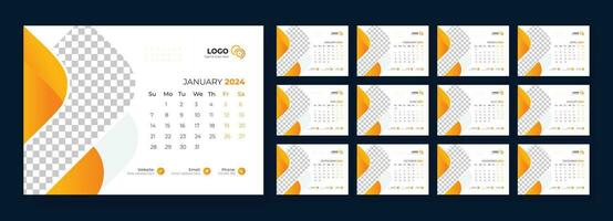 Desk Calendar 2024. Template for annual calendar 2024. Desk calendar calendar in a minimalist style. vector