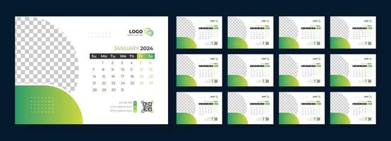 Desk Calendar Template 2024, Calendar 2024 planner corporate template design set, template for annual calendar 2024 vector