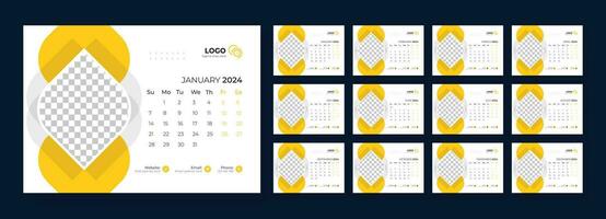 Desk Calendar Template 2024, Calendar 2024 planner corporate template design set, template for annual calendar 2024 vector