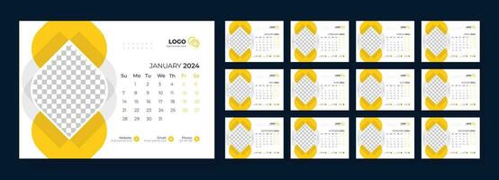 Desk Calendar Template 2024, Calendar 2024 planner corporate template design set, template for annual calendar 2024 vector