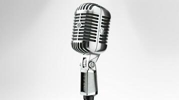 A Retro style microphone isolated on white background. Microphone. Generative Ai photo