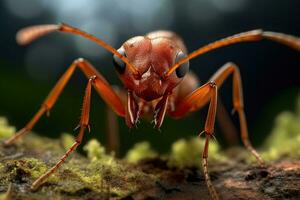 Ant, Leaf-cutter ant carrying leaves in green nature. Genaretive Ai photo