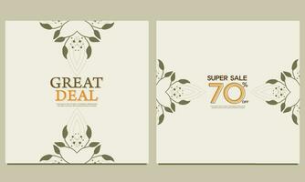 Natural square background with floral ornament. Suitable for social media posts, banners design and web banner. vector