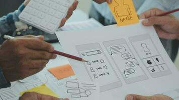 Designers drawing website ux app development. User experience concept. video