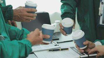 Doctors having a medical discussion in a meeting room video