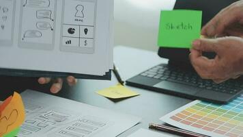 Designers drawing website ux app development. User experience concept. video