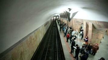 Train arrival at the Marksistskaya metro station video