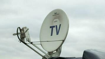 Satellite dish antennas under sky video