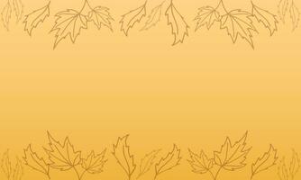 Abstract autumn Background with leaves. Orange Vector template. Yellow gradient border.