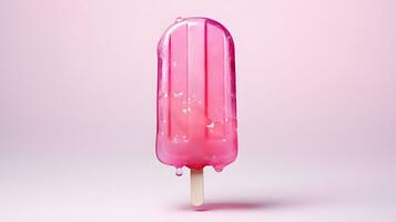 Ice cream on a stick on a pink background photo