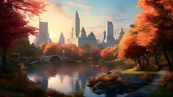 Autumn landscape in Central Park, New York City, USA. photo