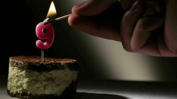 Candle nine in tiramisu cake video