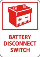 Battery Disconnect Switch Sign On White Background vector