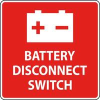 Battery Disconnect Switch Sign On White Background vector