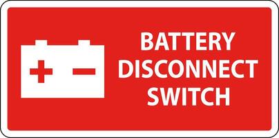 Battery Disconnect Switch Sign On White Background vector