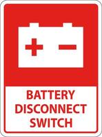 Battery Disconnect Switch Sign On White Background vector