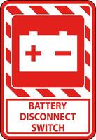 Battery Disconnect Switch Sign On White Background vector