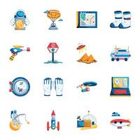 Modern Set of Space and Science Flat Icons vector