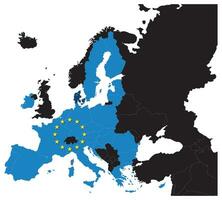 mapa de la unión europea después del brexit con estrellas de la unión europea. ilustración vectorial sin el reino unido vector